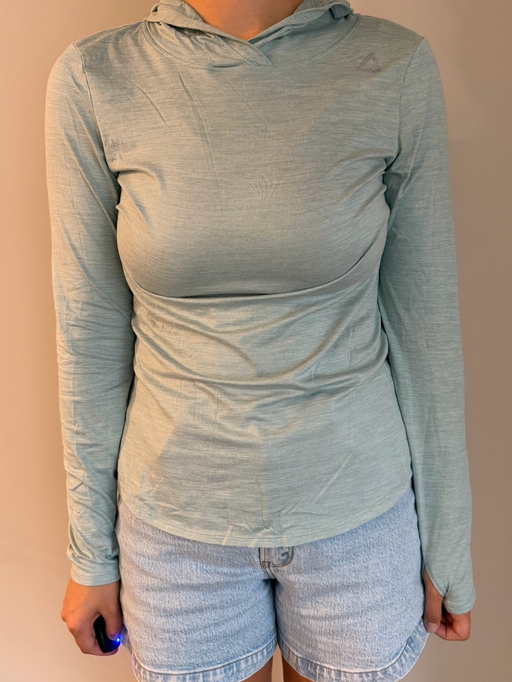 Light Sage Green Long-Sleeve Hooded Women’s Top